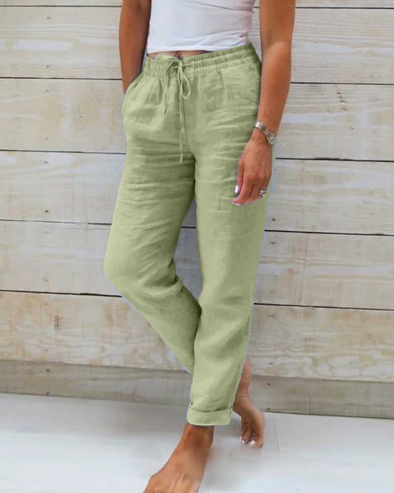 Monika™ | Leinenhose mit Kordelzug