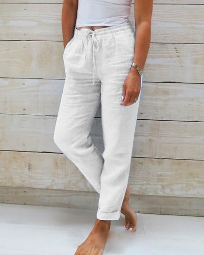 Monika™ | Leinenhose mit Kordelzug