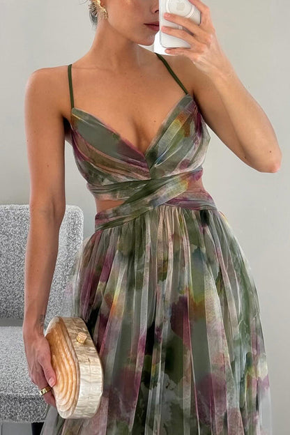 Liora™ | Elegantes Maxikleid mit Aquarell-Print