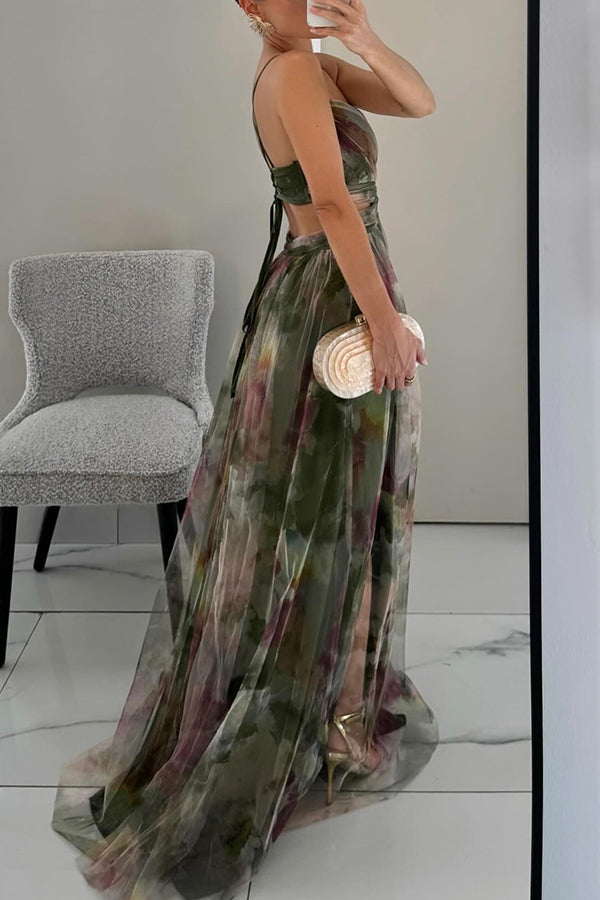Liora™ | Elegantes Maxikleid mit Aquarell-Print