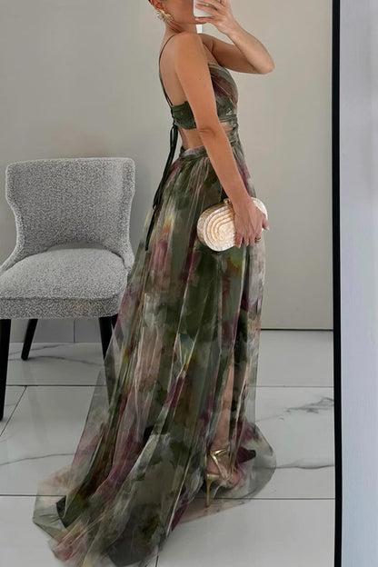 Liora™ | Elegantes Maxikleid mit Aquarell-Print