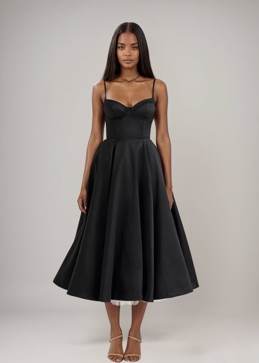 Julia™ | Satiniertes Bustier-Midikleid