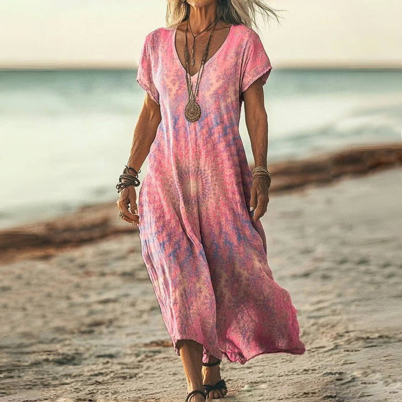 Elsie™ | Lockeres Batik-Maxikleid