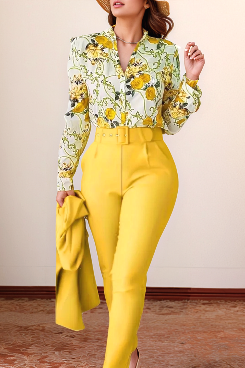 Franziska™ | Bedruckte Bluse & High-Waist-Hosen-Set