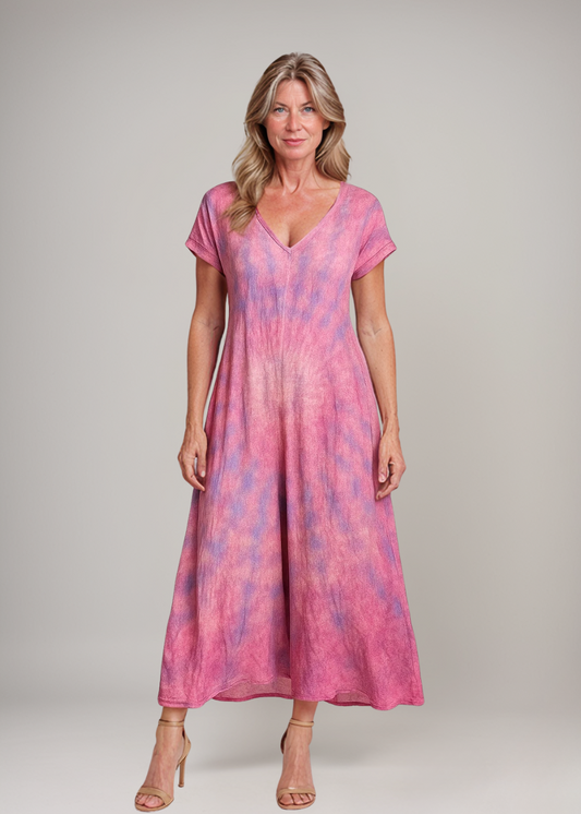 Elsie™ | Lockeres Batik-Maxikleid