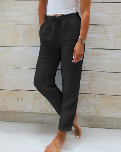 Monika™ | Leinenhose mit Kordelzug