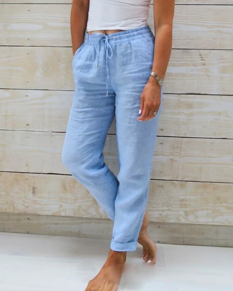 Monika™ | Leinenhose mit Kordelzug