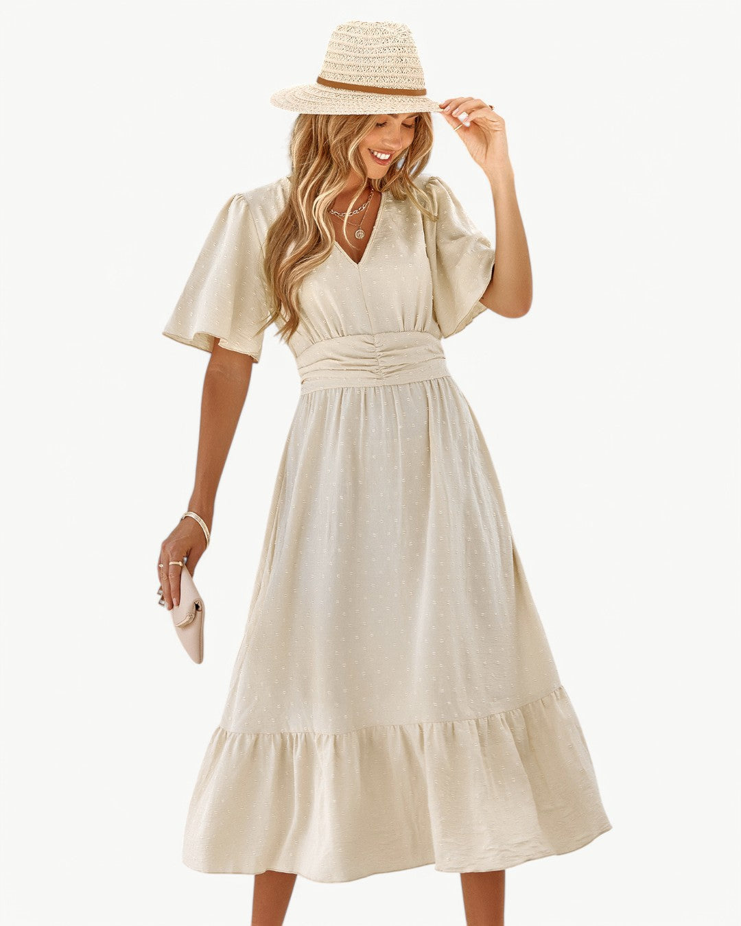 Cécile™ | Fließendes Midikleid mit Smoktaille