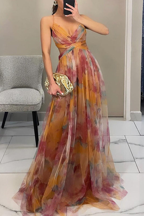 Liora™ | Elegantes Maxikleid mit Aquarell-Print