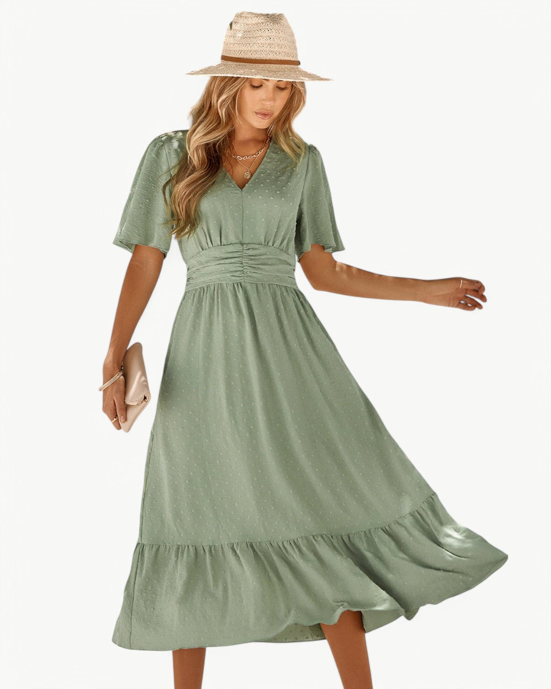 Cécile™ | Fließendes Midikleid mit Smoktaille