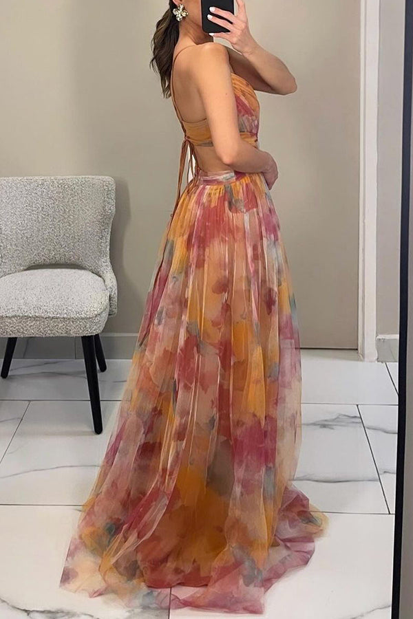Liora™ | Elegantes Maxikleid mit Aquarell-Print