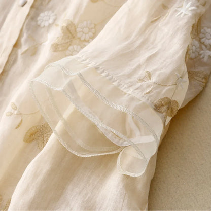 Laurienne™ | Vintage Bestickte Bluse aus Chiffon
