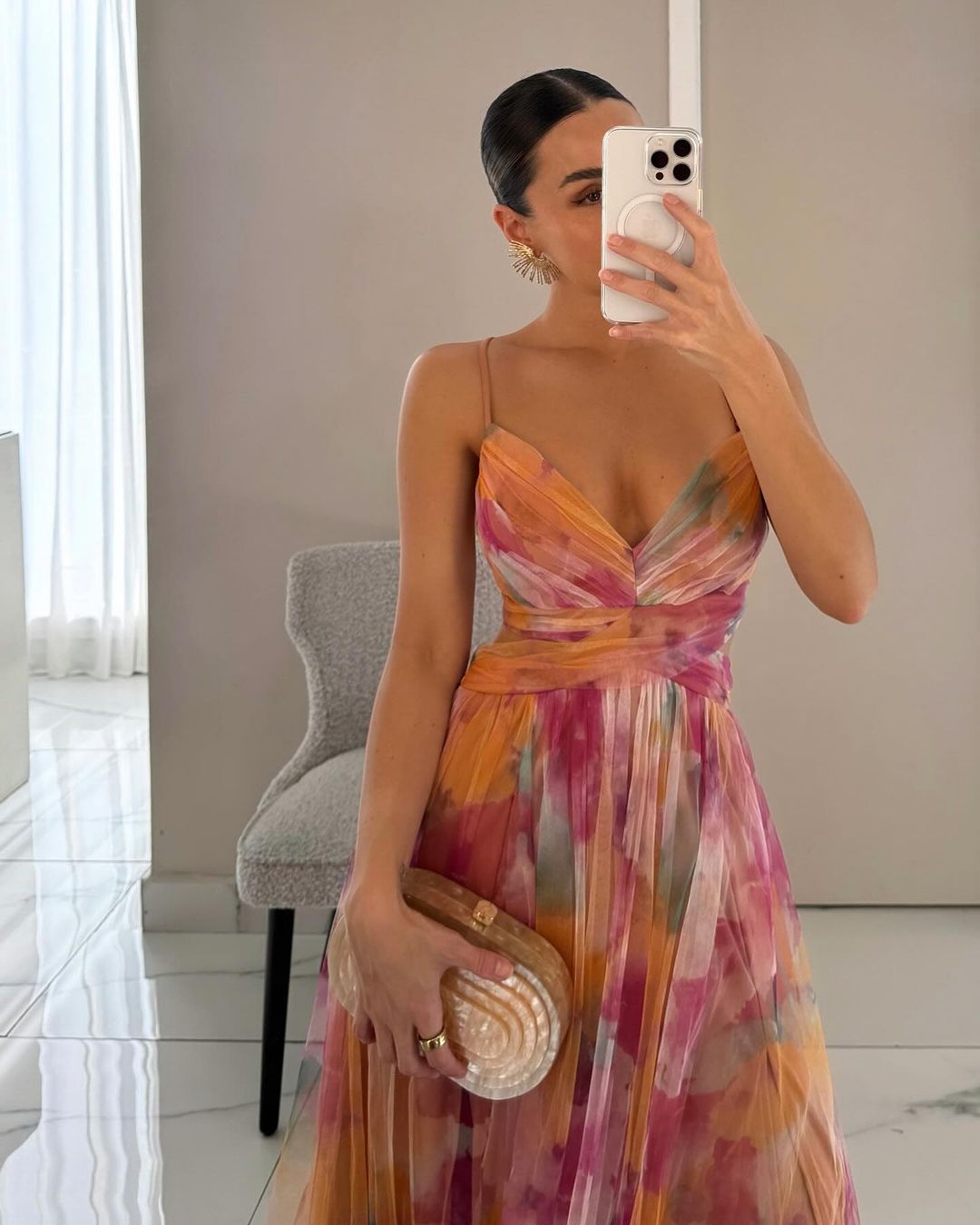 Liora™ | Elegantes Maxikleid mit Aquarell-Print