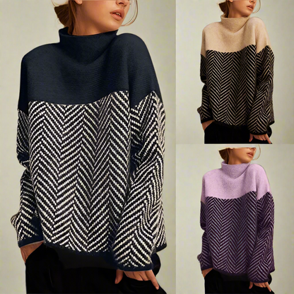 Elen | Damen Chevron Rollkragenpullover