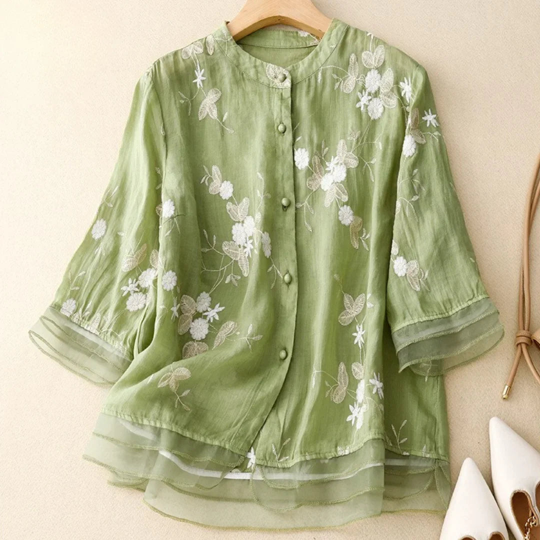 Laurienne™ | Vintage Bestickte Bluse aus Chiffon