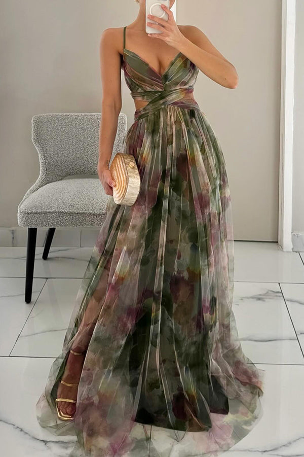 Liora™ | Elegantes Maxikleid mit Aquarell-Print