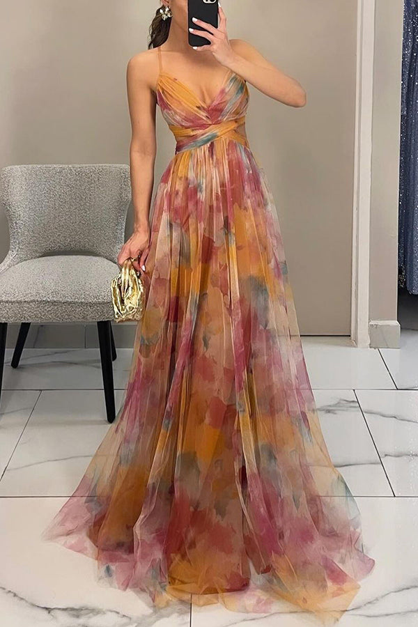 Liora™ | Elegantes Maxikleid mit Aquarell-Print