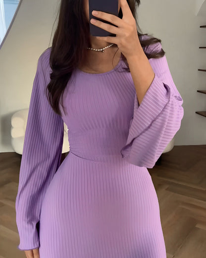 Nora™ | Geripptes Strick-Maxikleid mit Ärmeln