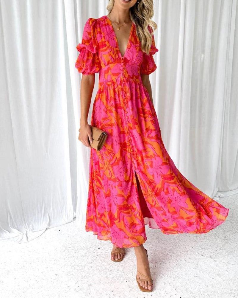 Derana™ | Maxikleid mit auffälligem Blumenmuster