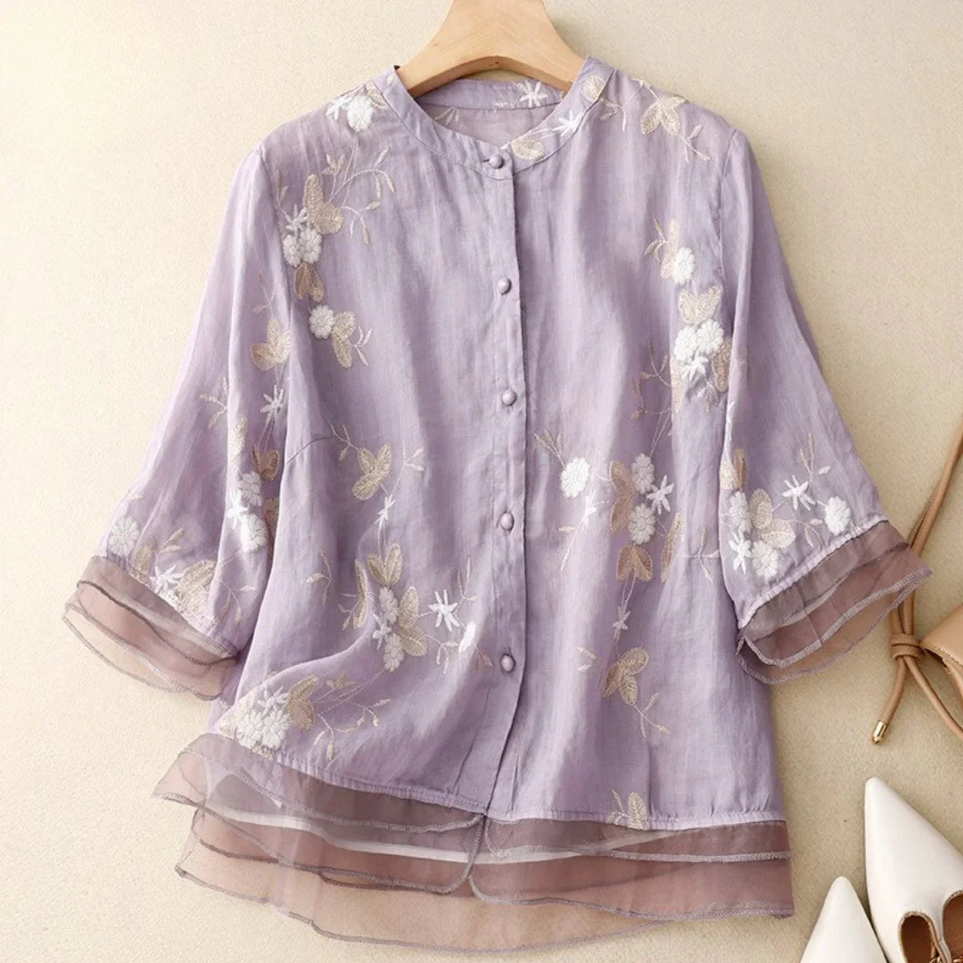 Laurienne™ | Vintage Bestickte Bluse aus Chiffon