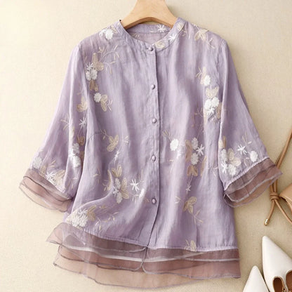 Laurienne™ | Vintage Bestickte Bluse aus Chiffon