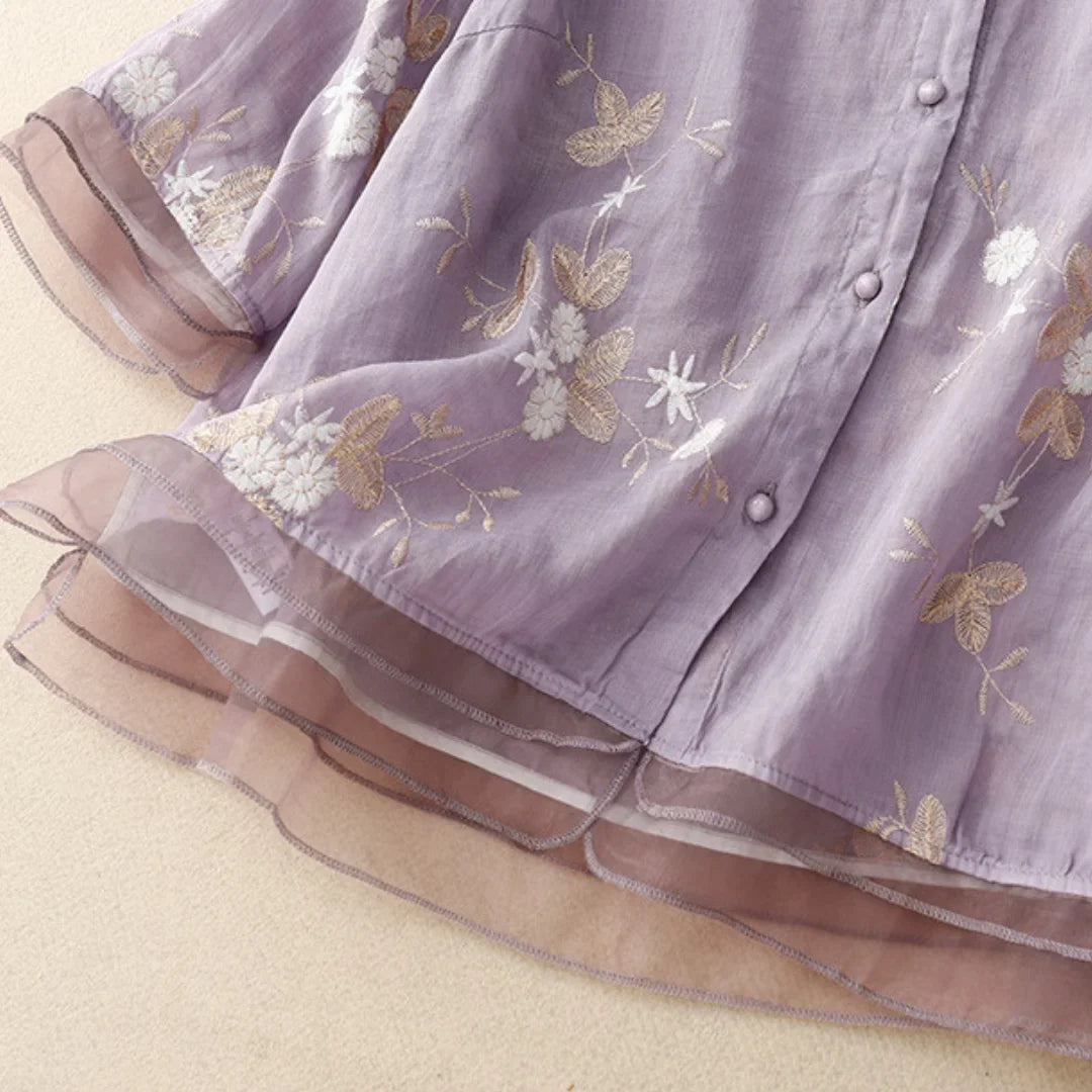 Laurienne™ | Vintage Bestickte Bluse aus Chiffon