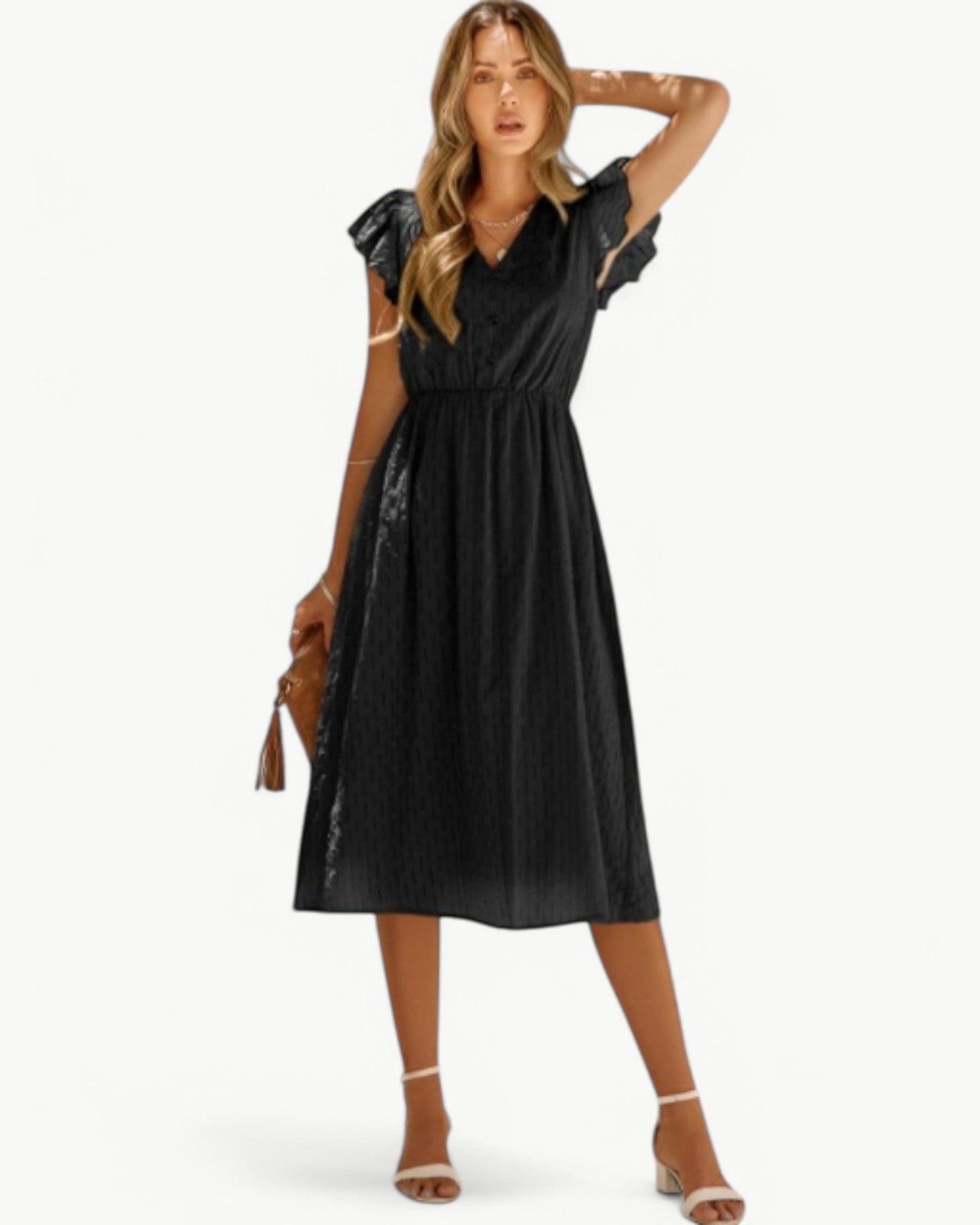 Hilaire™ | Midikleid mit Knopfleiste & Volantärmeln