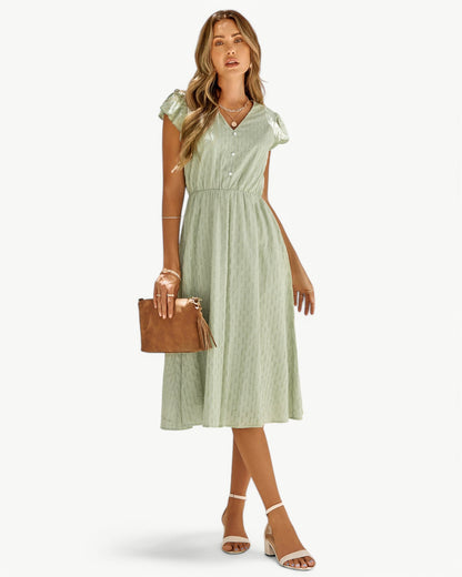 Hilaire™ | Midikleid mit Knopfleiste & Volantärmeln