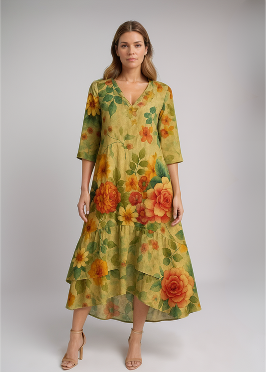 Marina™ | Boho Maxikleid mit Vintage-Blumenprint