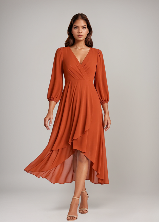 Becca™ | Chiffon-Midikleid mit V-Ausschnitt