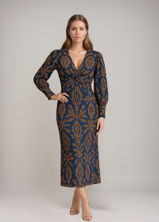 Vanessa™ | Barock-Muster Midi-Kleid