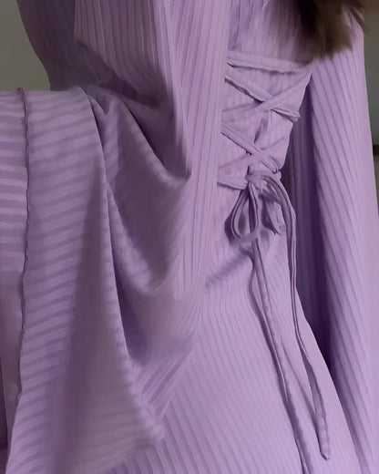 Nora™ | Geripptes Strick-Maxikleid mit Ärmeln