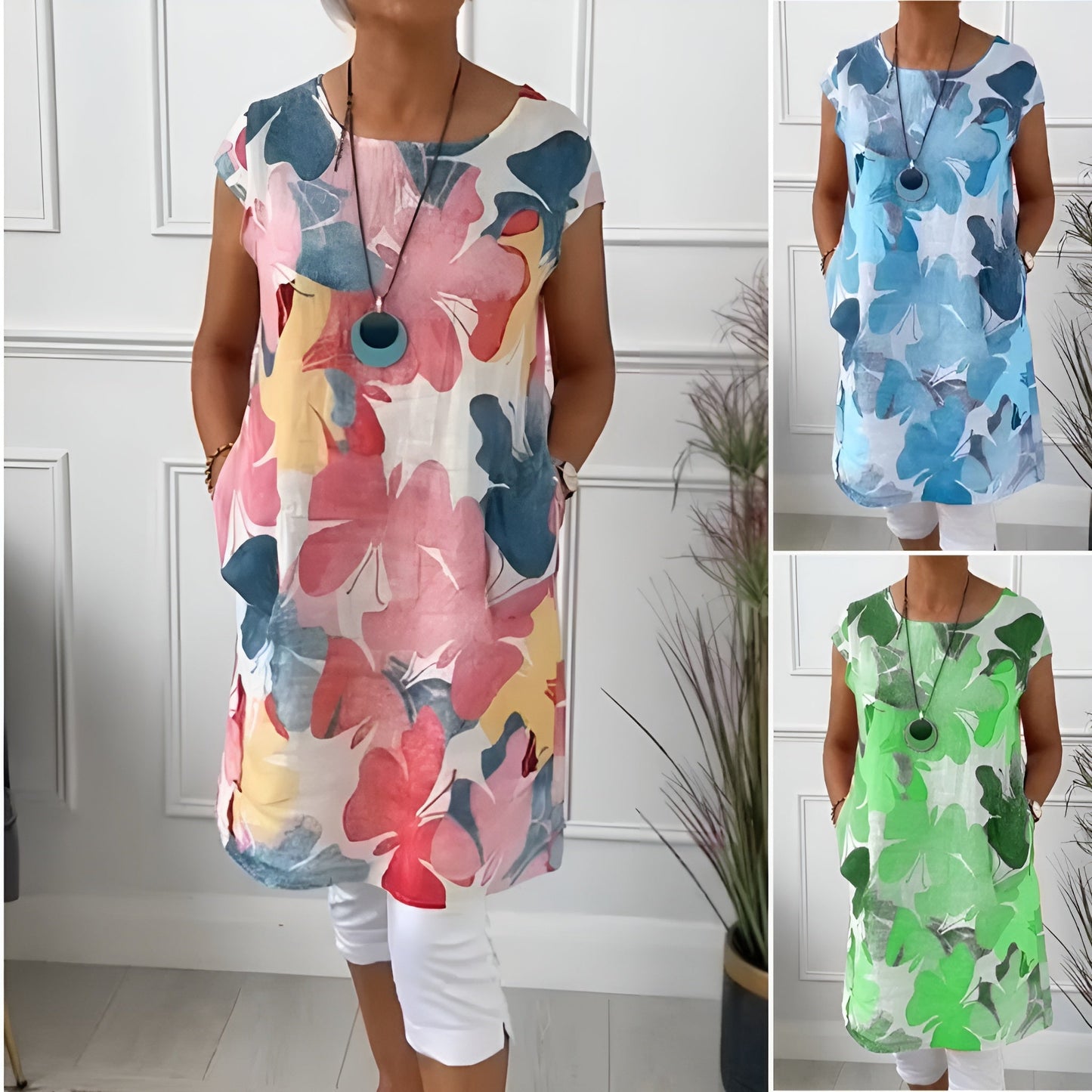 Mailin™ | Lockeres Tunika-Kleid mit floraler Note