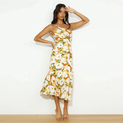 Viktoria™ | Asymmetrisches Maxikleid mit floralem Muster