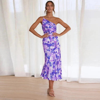 Viktoria™ | Asymmetrisches Maxikleid mit floralem Muster