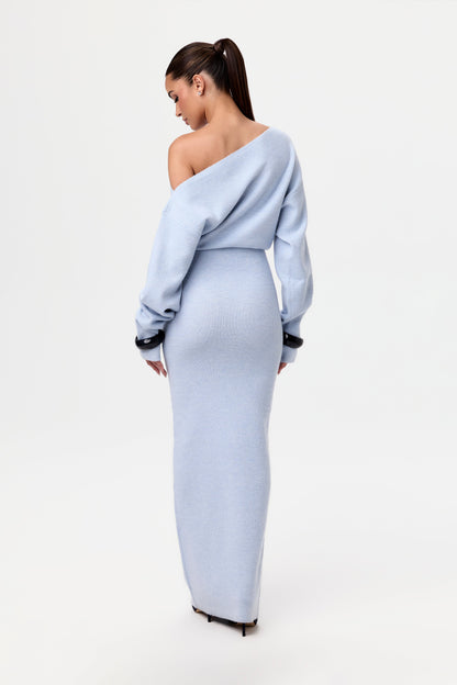 Rosalie™ | Schulterfreies Strick-Maxikleid
