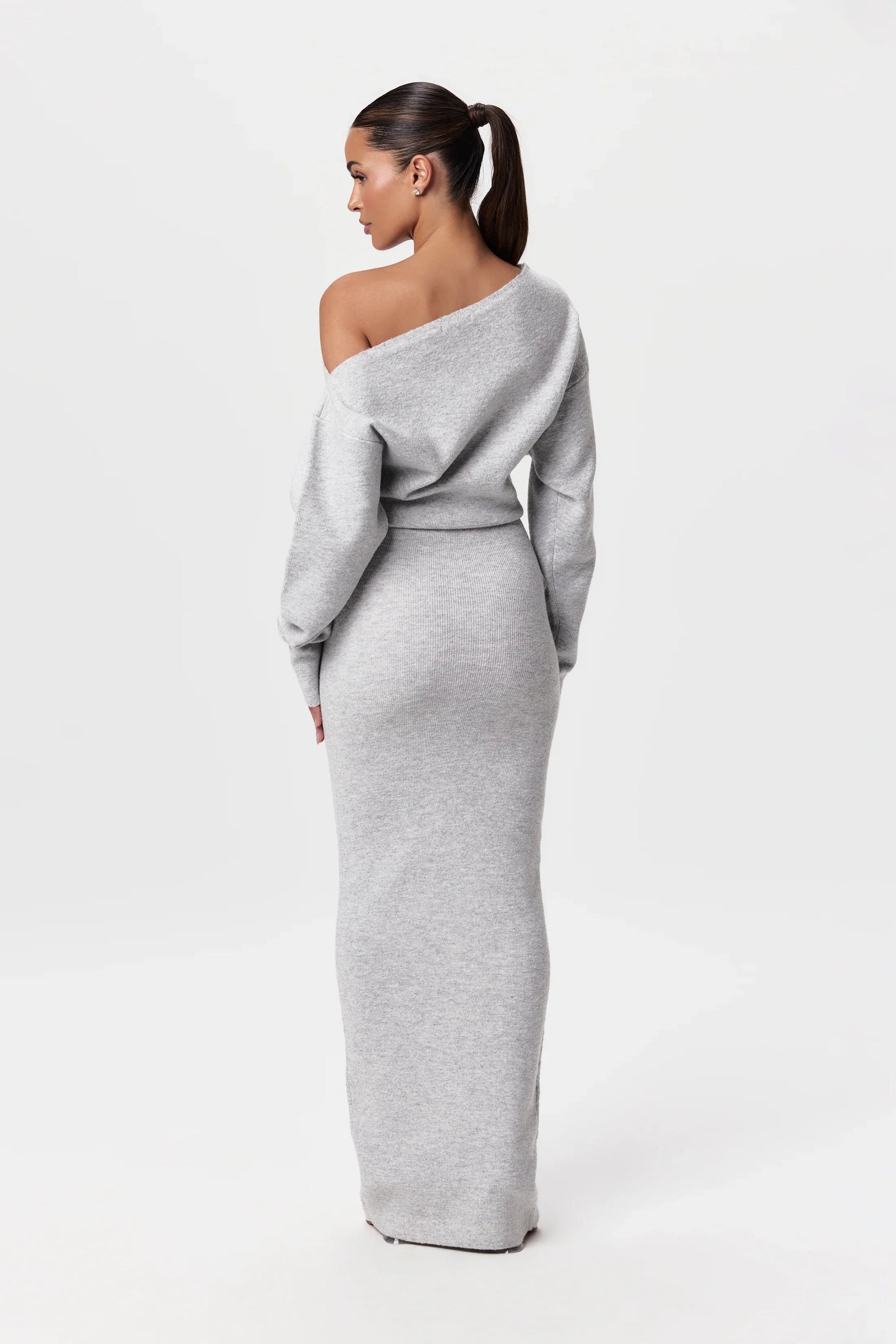 Rosalie™ | Schulterfreies Strick-Maxikleid