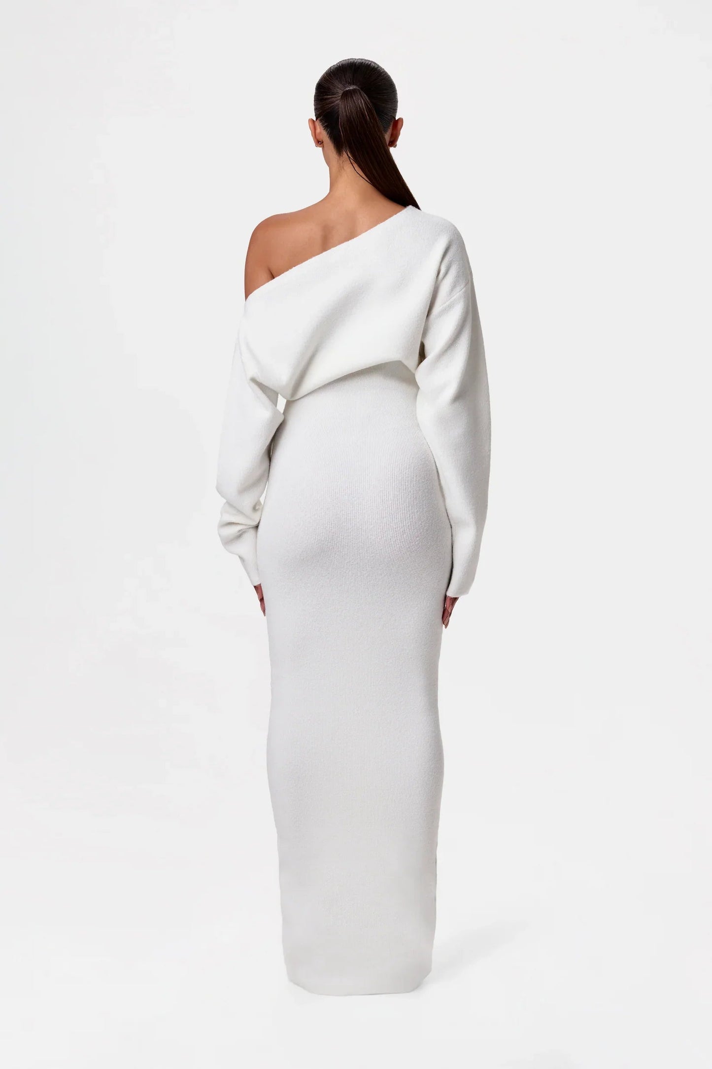 Rosalie™ | Schulterfreies Strick-Maxikleid