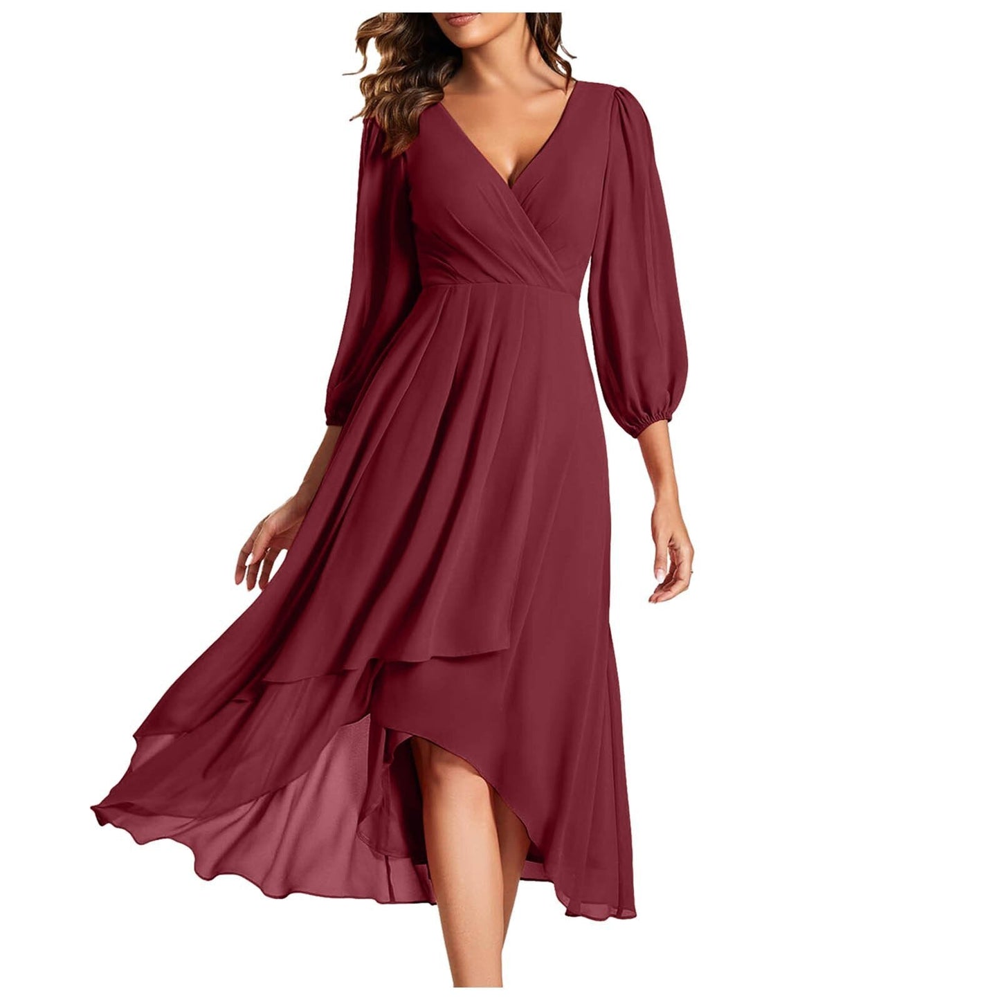 Becca™ | Chiffon-Midikleid mit V-Ausschnitt