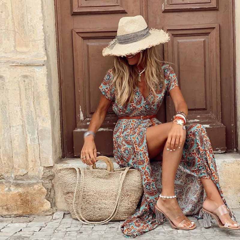 Marlene™ | Hippie-Maxikleid mit Paisley-Muster