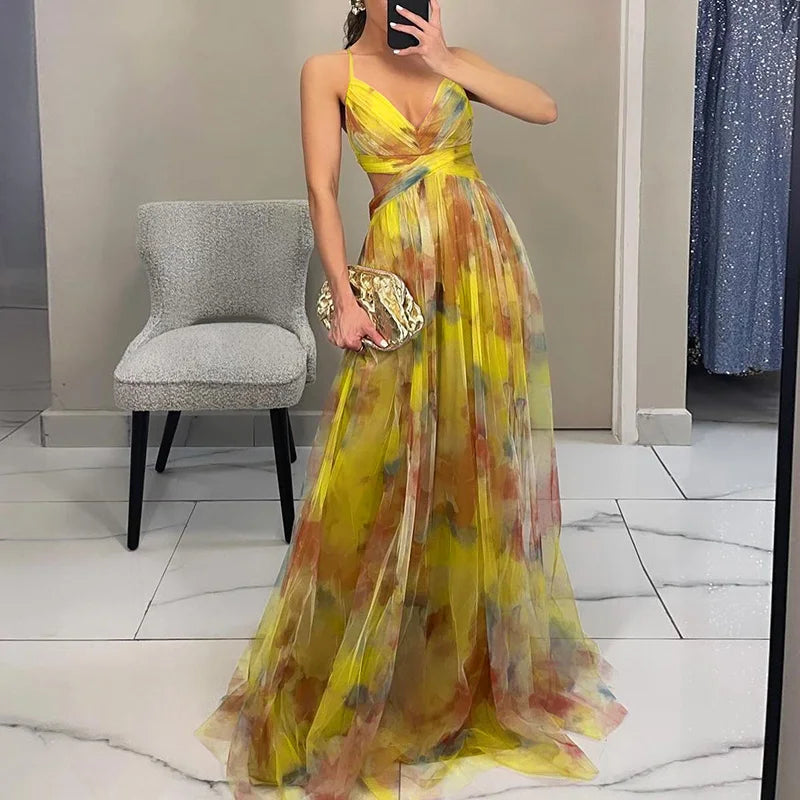Giselle™ | Elegantes Maxikleid mit Aquarell-Print