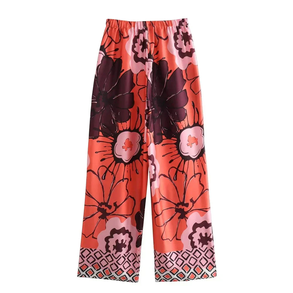Brianna™ | Blumen-Kimono & Weitbein-Hosen-Set