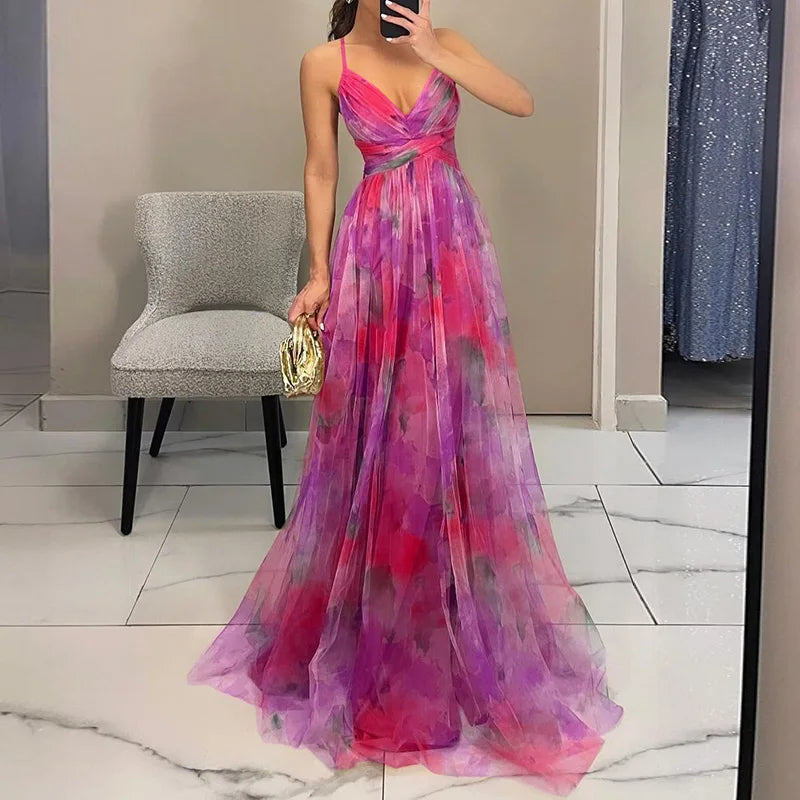 Giselle™ | Elegantes Maxikleid mit Aquarell-Print