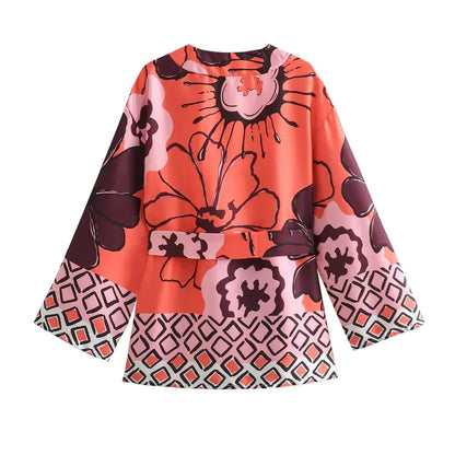 Brianna™ | Blumen-Kimono & Weitbein-Hosen-Set