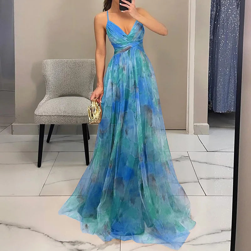Giselle™ | Elegantes Maxikleid mit Aquarell-Print