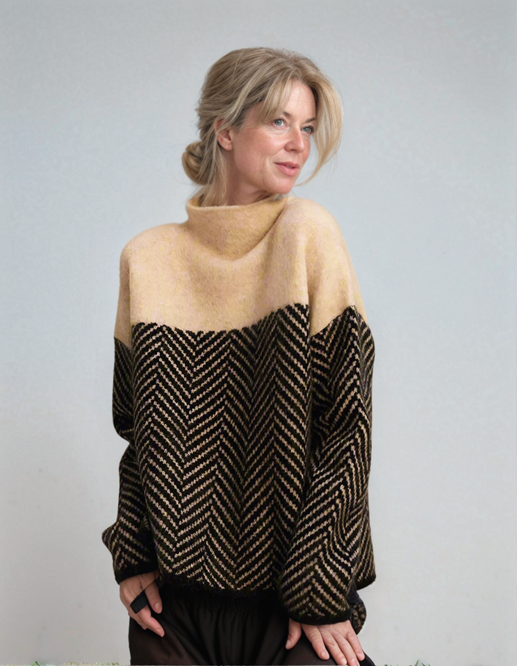Elen | Damen Chevron Rollkragenpullover