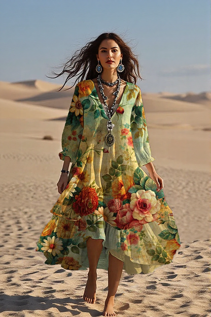 Marina™ | Boho Maxikleid mit Vintage-Blumenprint