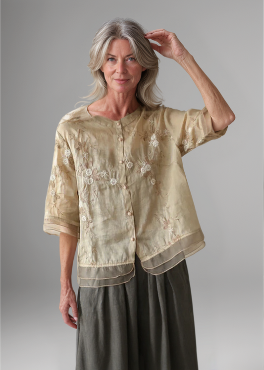 Laurienne™ | Vintage Bestickte Bluse aus Chiffon