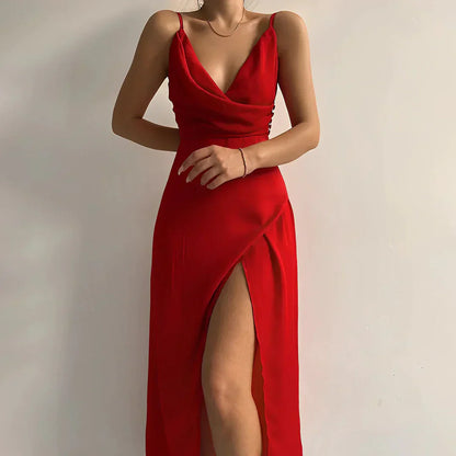 Valentina™ | Satinkleid mit Wasserfallausschnitt und Schlitz