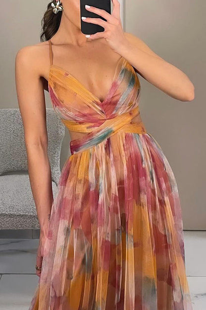 Liora™ | Elegantes Maxikleid mit Aquarell-Print